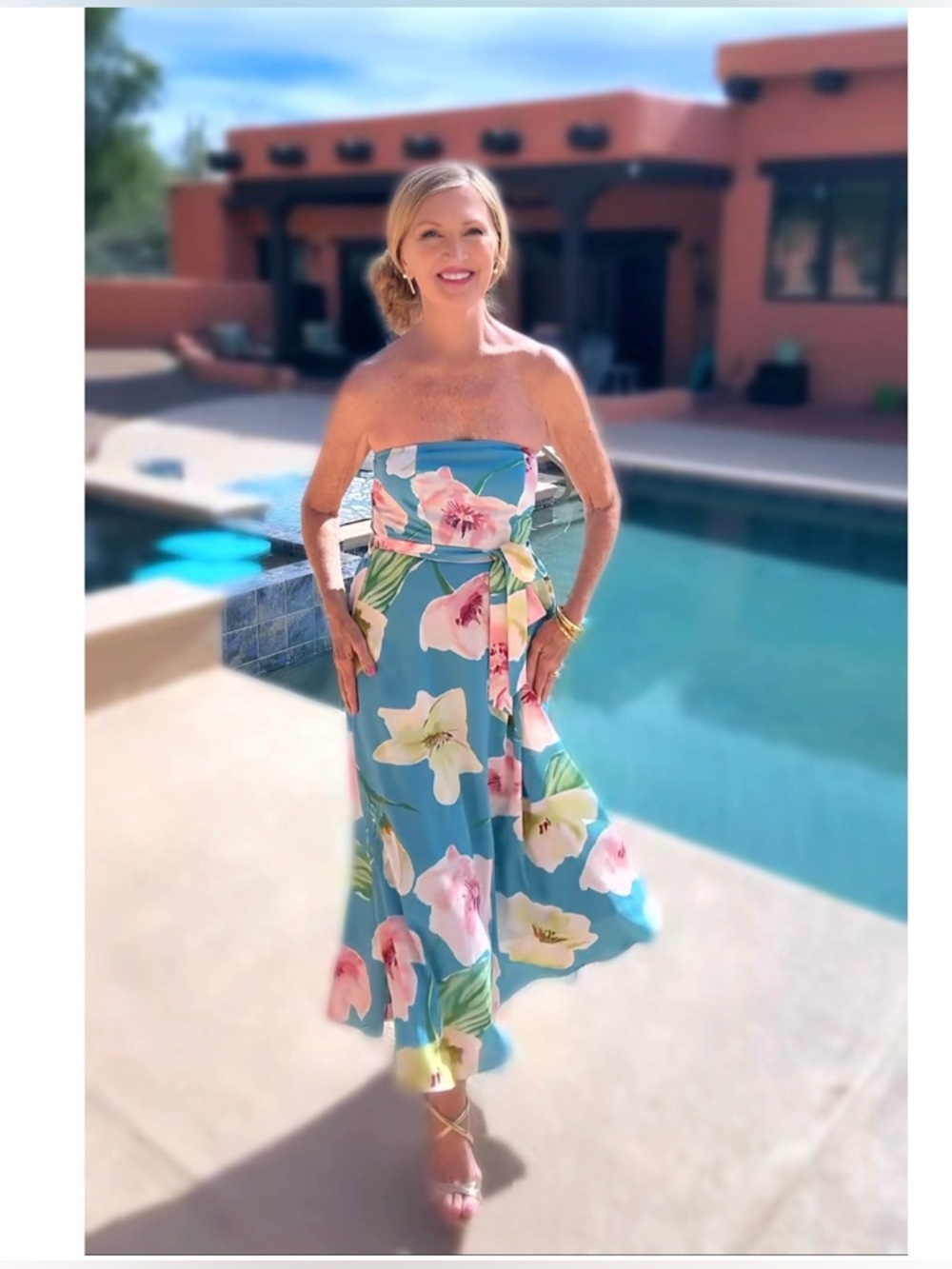 NWT STRAP OR STRAPLESS BLUE FLORAL SUNDRESS-S - Picture 11 of 16